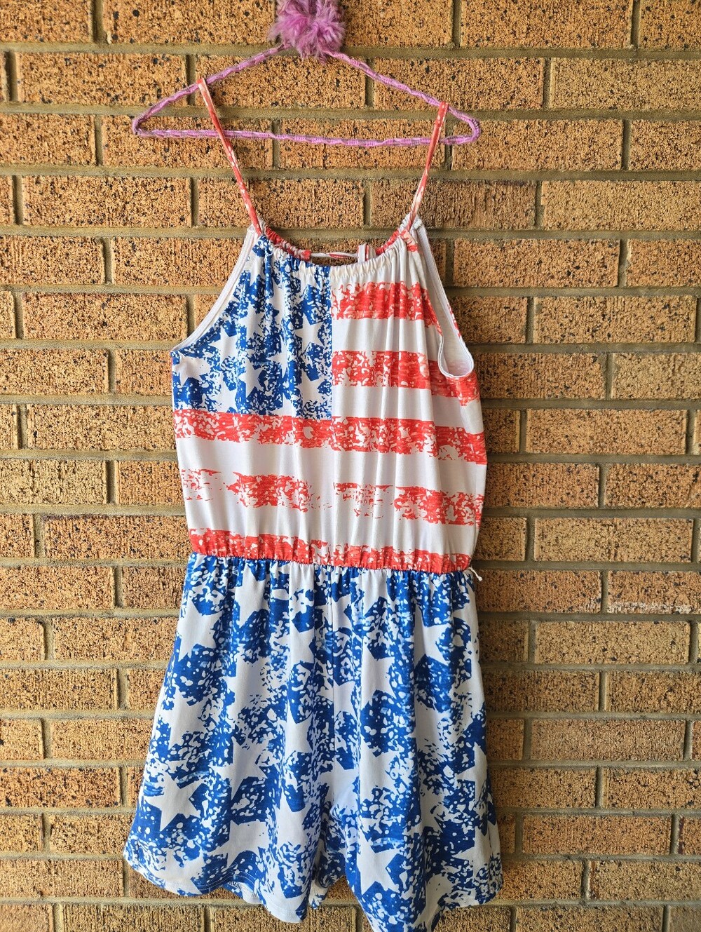 Spadehill Patriotic American Flag Halter Romper XL Labor Day Stars Stripes BBQ​